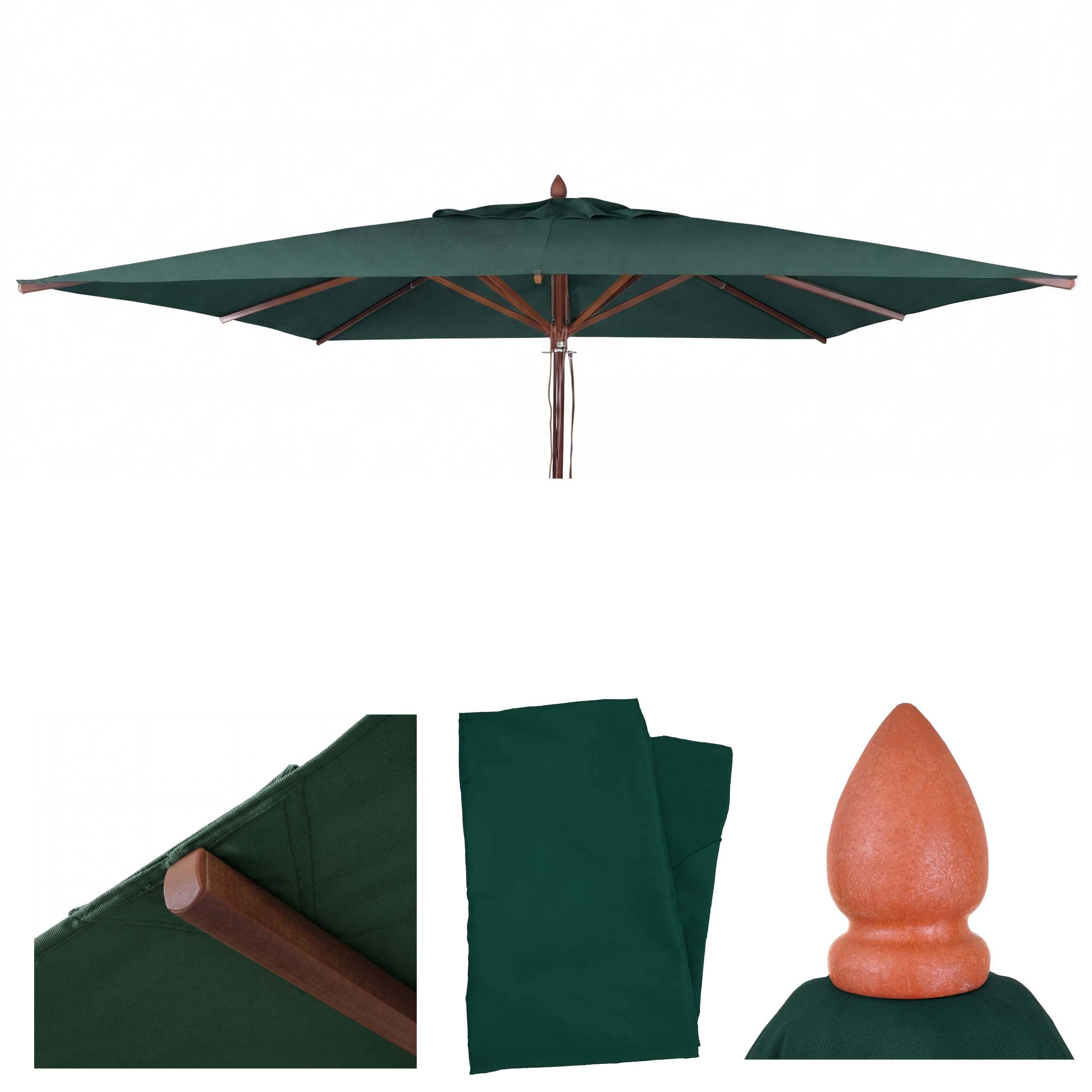 Mendler Zapasowy pokrowiec do gastronomii drewniany parasol przeciwsłoneczny HWC-C57b, pokrowiec na parasol przeciwsłoneczny, prostokątny 3 x 3 m poliester 3 kg - ciemnozielony