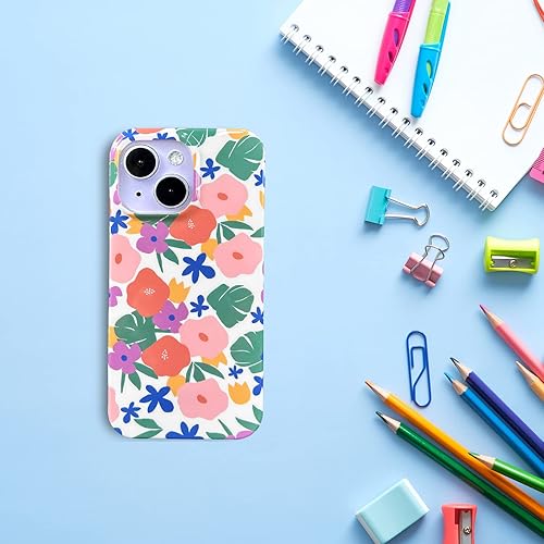 Miniatura 7 de J.west Funda compatible con iPhone 14 de 6.1 pulgadas con protector de pantalla de vidrio templado, bonito diseño de flores de jardín, suave, a