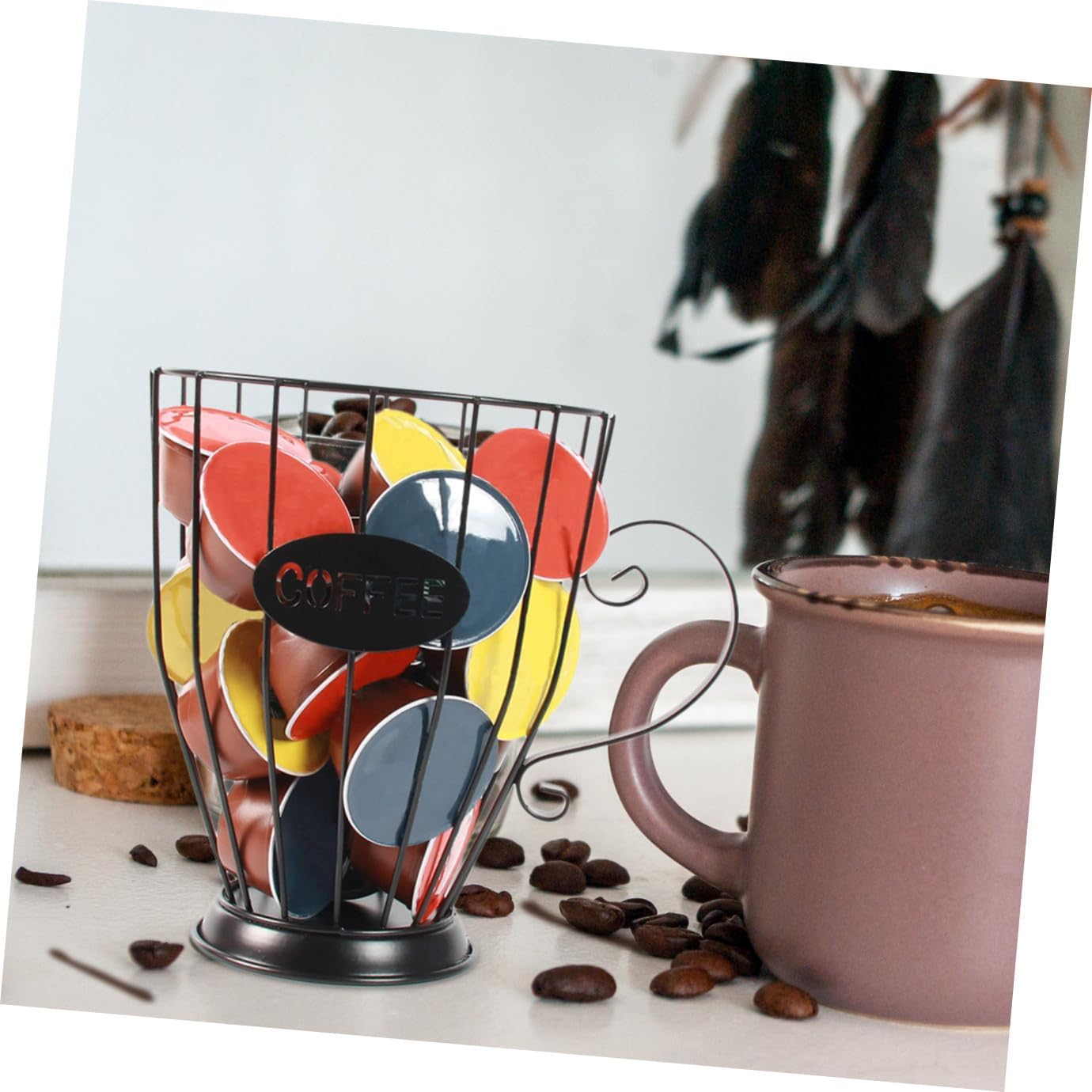 PRETYZOOM Coffee Holder Storage Basket Elegant Organizer for Coffee Capsules Snacks More for Home Office Use Capacity Decorative Accessory