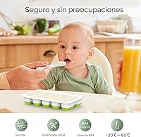 Vista 2 de DOQAUS Bandeja para cubitos de hielo con tapa y contenedor, paquete de 4 bandejas de plástico de silicona para congelador con caja/recipiente