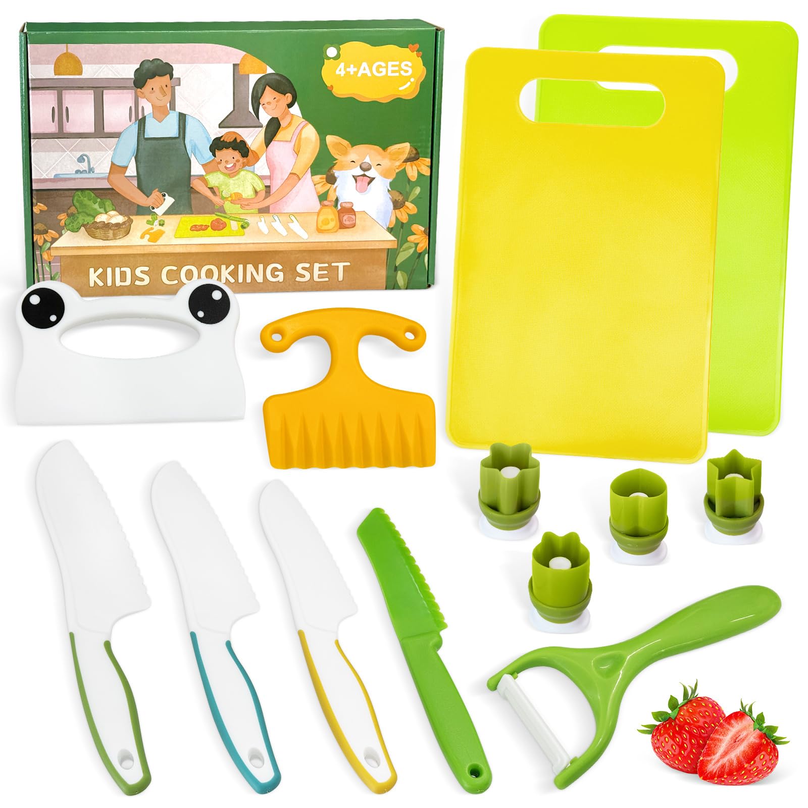 13 Pcs Kids Knife Set for Real Cooking Safe Kitchen Tools for Ages 4+
