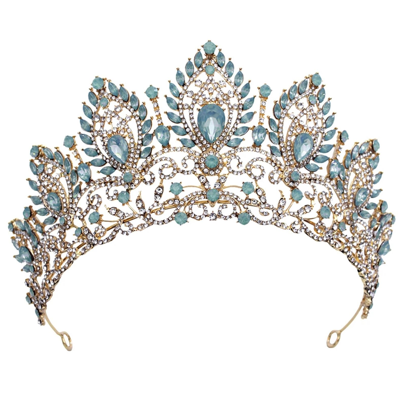 Korona ślubna w stylu vintage – tiara, akcesoria do włosów dla kobiet, suknia ślubna, urodziny, księżniczka (złoto-czerwony)