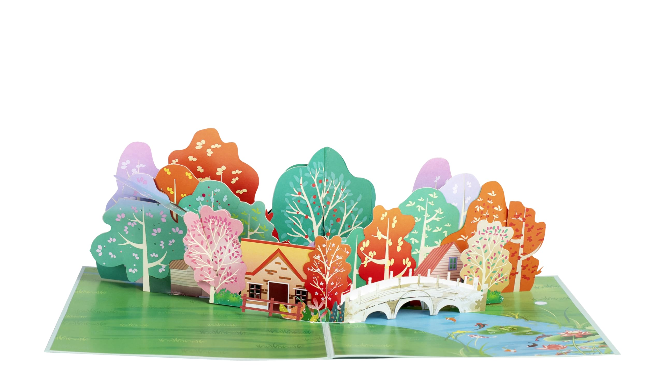 iGifts And Cards Tarjeta desplegable 3D Cozy Countryside Home, 6 x 8 pulgadas con tarjeta de notas, regalo perfecto de inauguración de la casa, cálida celebración de nuevo hogar, escena de naturaleza