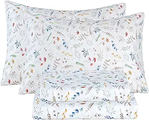 Bedlifes King Size Extra Deep Pocket Sheet Sets - Fits Mattresses Up to 18-24" Thick, 4-Piece Microfiber Set with 1800 Thread Count, Soft, Smooth, Breathable, Featuring White Floral
