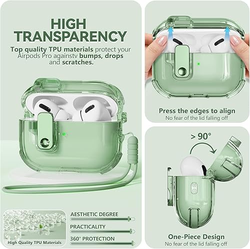 Miniatura 4 de Inesore Funda para AirPods Pro de 2 generación (con bloqueo de seguridad), con kit de limpieza, para funda de Airpod Pro y funda para Airpod Pro 2,