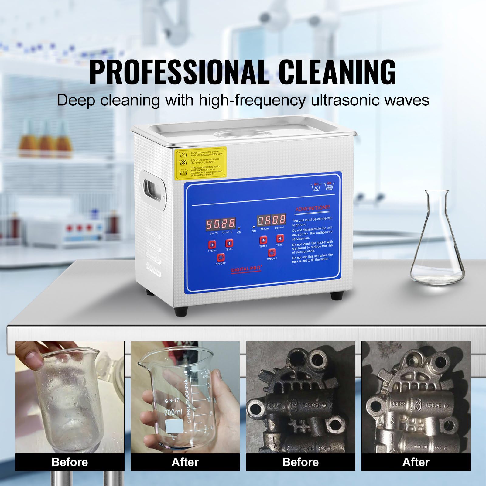 Limpiador UltrasóNico Profesional De 3L De 120 W Con Temporizador Digital Y CalefaccióN De Acero Inoxidable Para Joyas, Gafas Dentadas Herramientas Tarjetas De Circuito, Piezas De Repuesto Personal