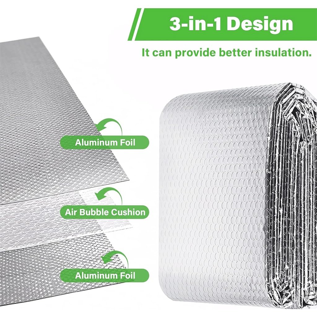 Film d'aluminium double face, feuille de mousse d'isolation réfléchissante, rouleau à bulles, for garder la chaleur, bouclier thermique, barrière radiante 1MX3M