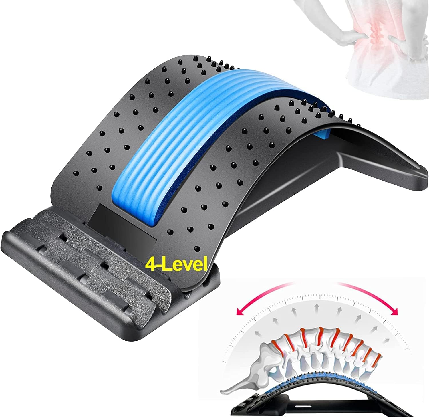 Buy FITZANER Back Cracker Back Stretcher Back Pain Relief Device 4Levels Lumbar Support