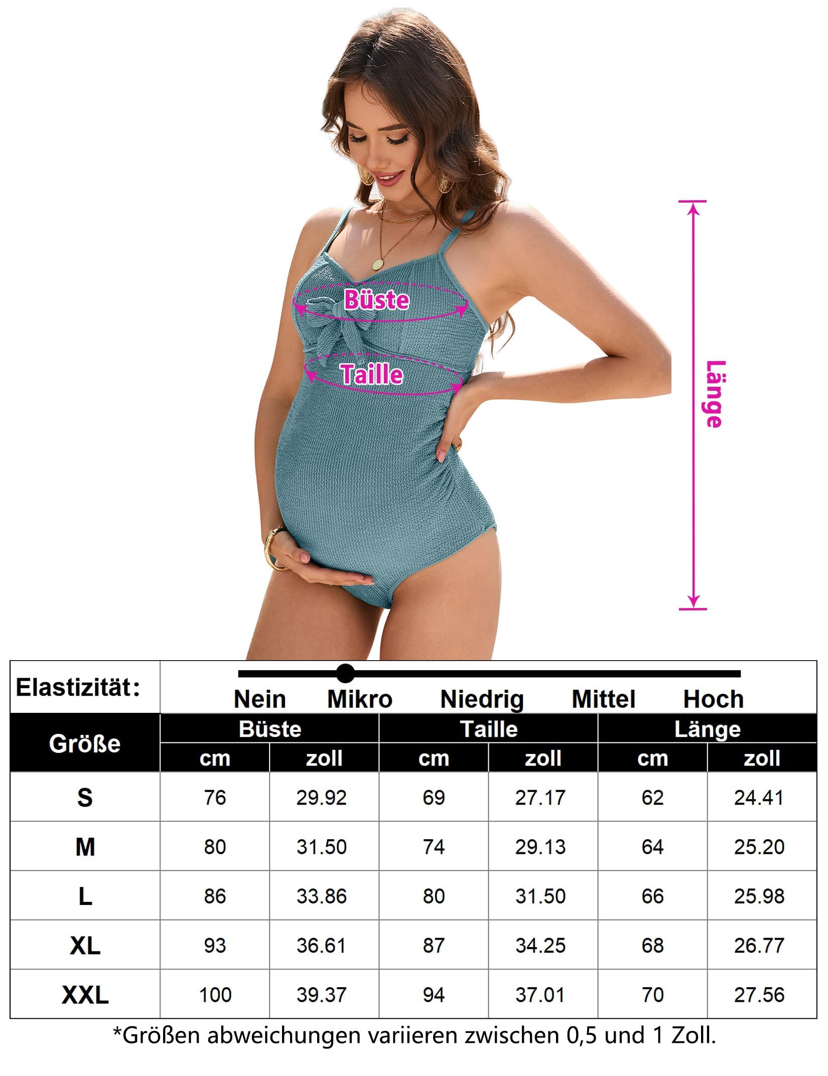 Maillot de bain de maternité une pièce avec nœud et bretelles réglables