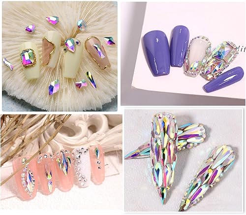 Miniatura 6 de 300 piezas de cristal AB para arte de uñas con parte trasera plana K9, decoraciones de strass de vidrio K9, bricolaje, manualidades, no termofijar,