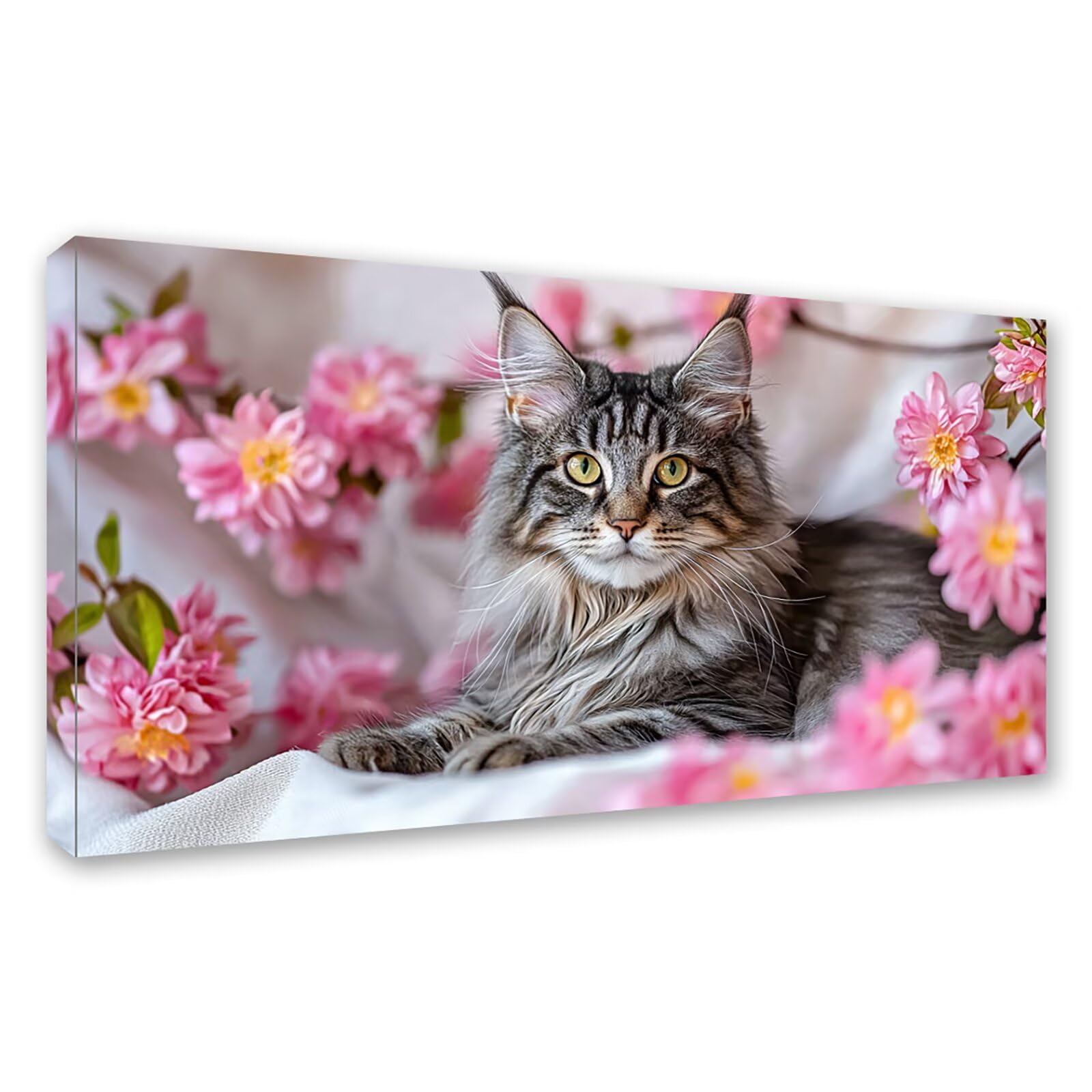 Diamond Painting Adultos Gato Pintura Diamante, Flor Diamond Painting 5D Completo, DIY Cuadrado Cristal Bordado Punto de Cruz Cuadros de Diamantes para Decoracion Hogar, Regalo Mujer 140x70cm 0J-64