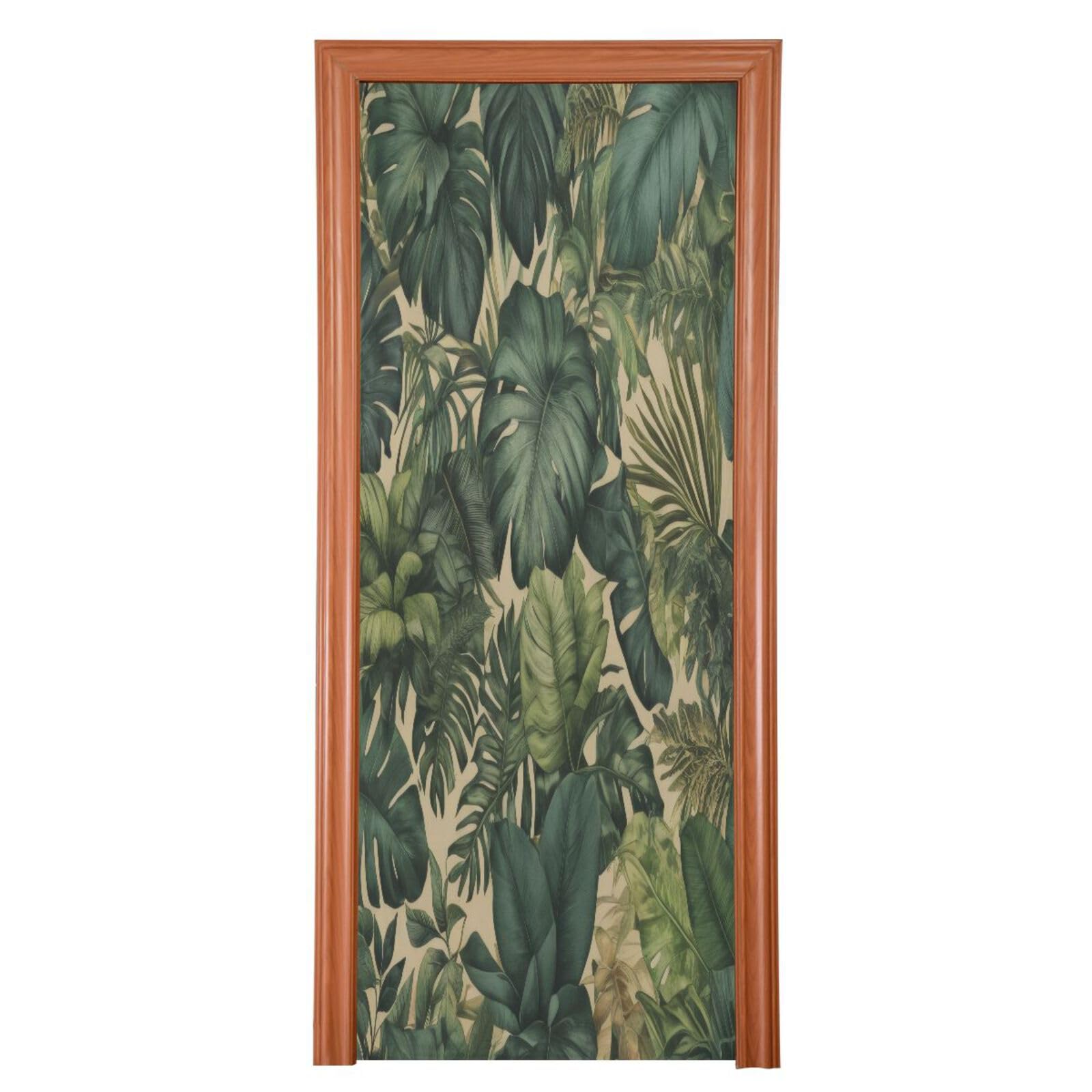 FLildon Palm Tree Leaves Hawaii Art Door Cover Decoration, Party Accessory Porch Decor for Festive Ornament Room Door Covers 35 x 79 Inch