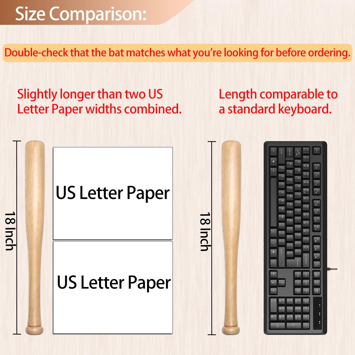 Wooden Baseball Bat,18 Inch Mini Wood Baseball Bats for Home Self Defense,One Hand Training Bat