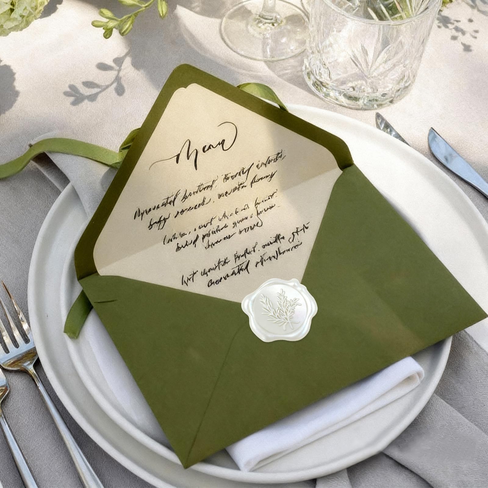 Sceau de Cire Autocollants Blanc Nacré, 50 Pièces, Cachet de Cire Autocollant Vintage pour Mariage, Enveloppes, Emballages Cadeaux