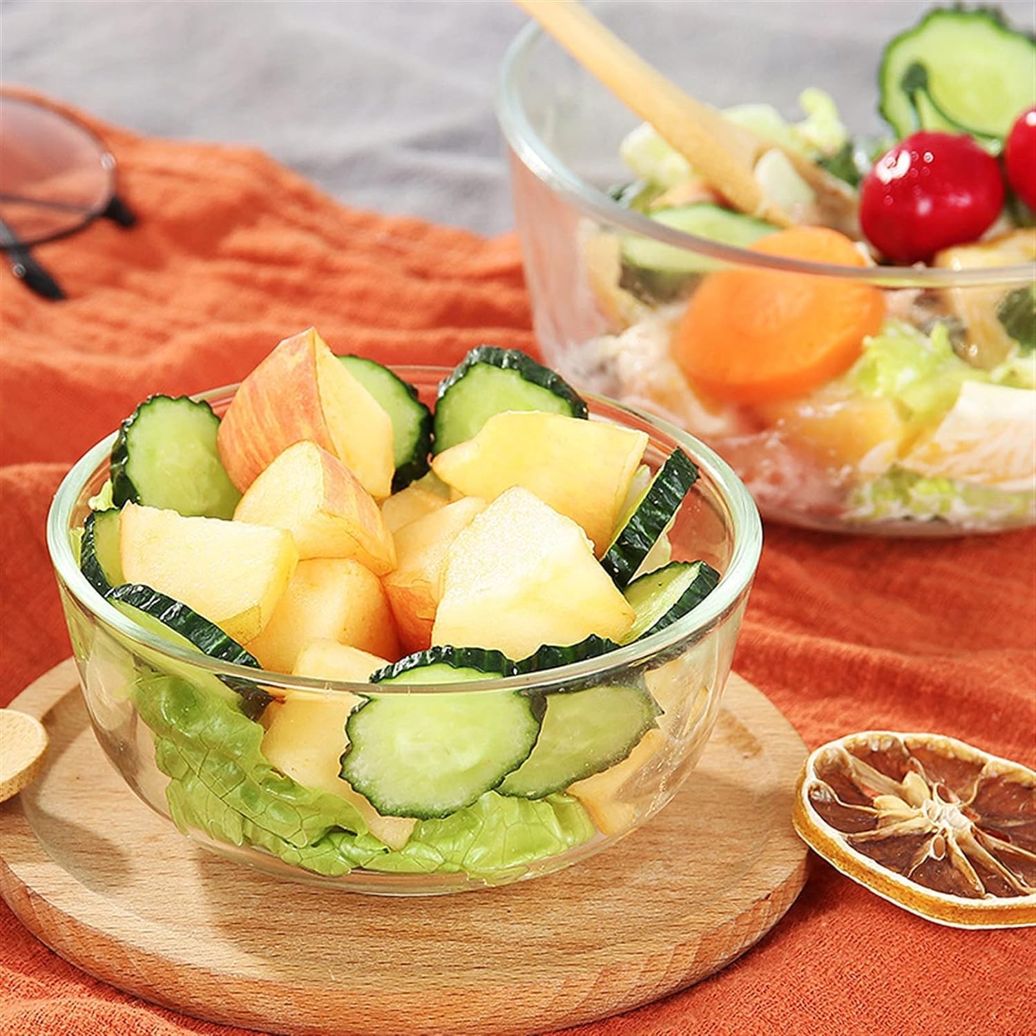 Schüssel, Glasschüsseln Salatschüssel aus transparentem Glas(Large)