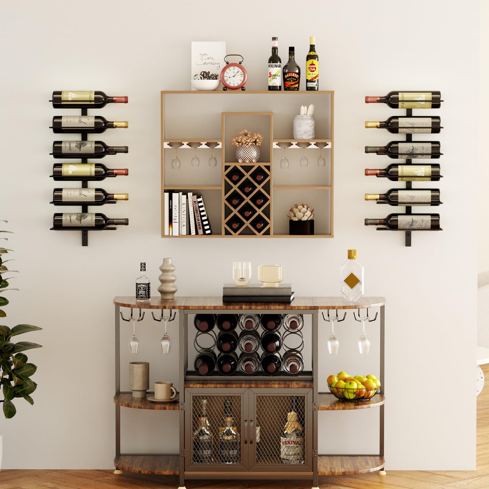 Portabottiglie Da Parete In Metallo – Espositore Per 12 Bottiglie Di Vino Per Casa, Bar E Cantina, Design Moderno E Struttura Robusta