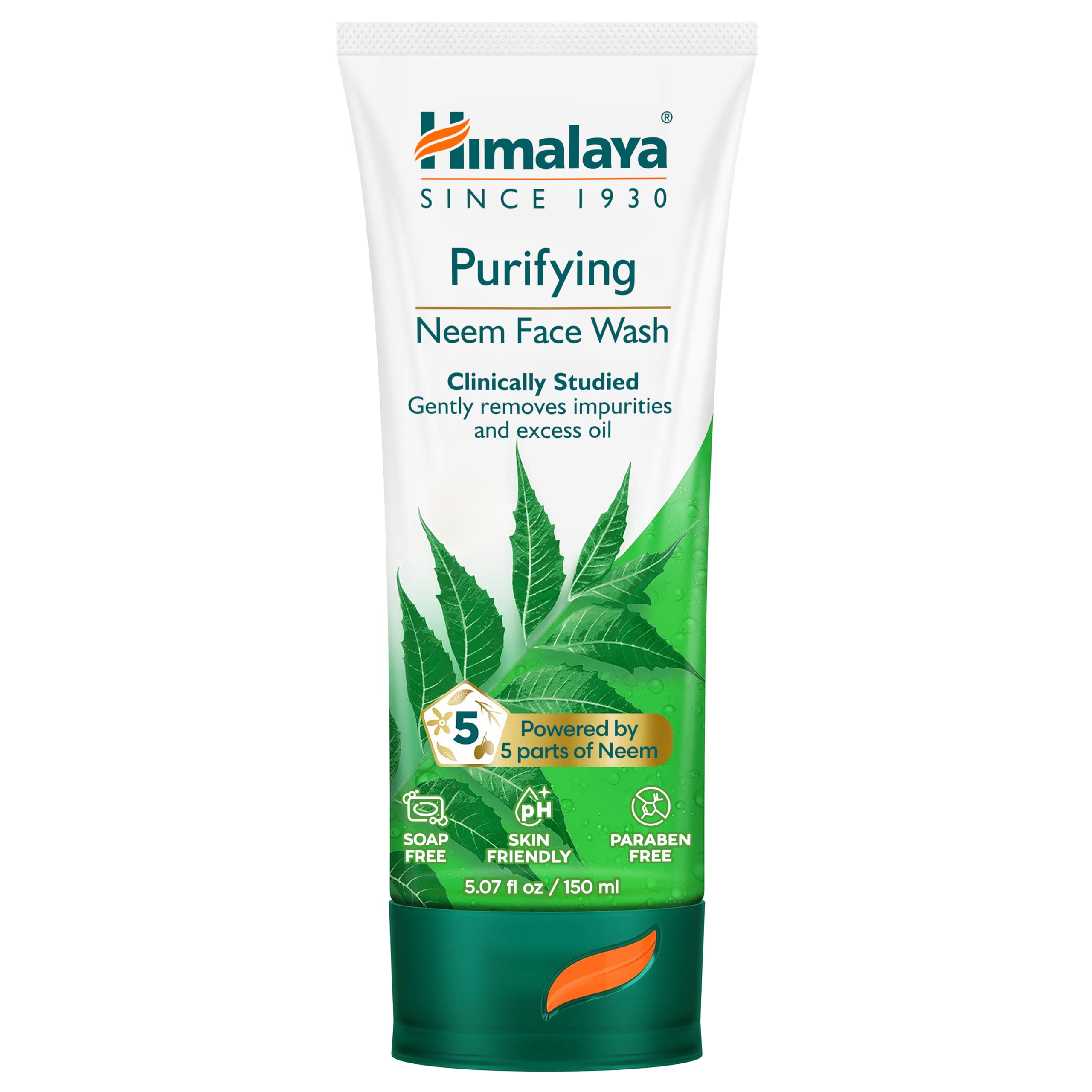 Himalaya Purifying Neem Face Wash, Normal to Oily Skin, Turmeric, Vegan, Cruelty Free, Soap and Paraben Free, Dermatologically Tested, SLS/SLES Free, 5.07 Fl Oz, 150 mL, 1 Pack