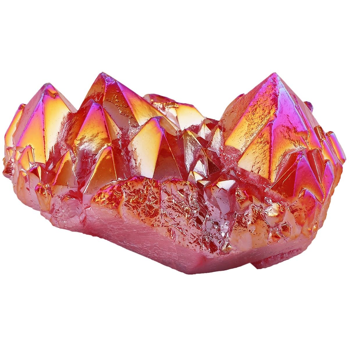 KYEYGWO Rock Crystal Cluster Quartz Stone,Titanium Coated Natural Drusy Crystal Geode Raw Stone Mineral Rough Gemstone Reiki Feng Shui Stone Decor - Image 2