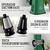 Vista 7 de Zulay Kitchen Rallador Rotativo de Queso de 5 Cuchillas Rallador de Queso - Rallador de Queso Manual de Manivela de Mano con Succión Reforzada y 5