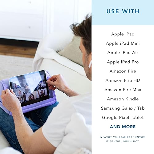 Miniatura 6 de LapGear Tablet Pillow Stand - 11" Slot for iPads, Galaxy Tabs, Kindles, E-Readers & Phones  Cushioned Holder with Storage Pocket & Handle  Purple