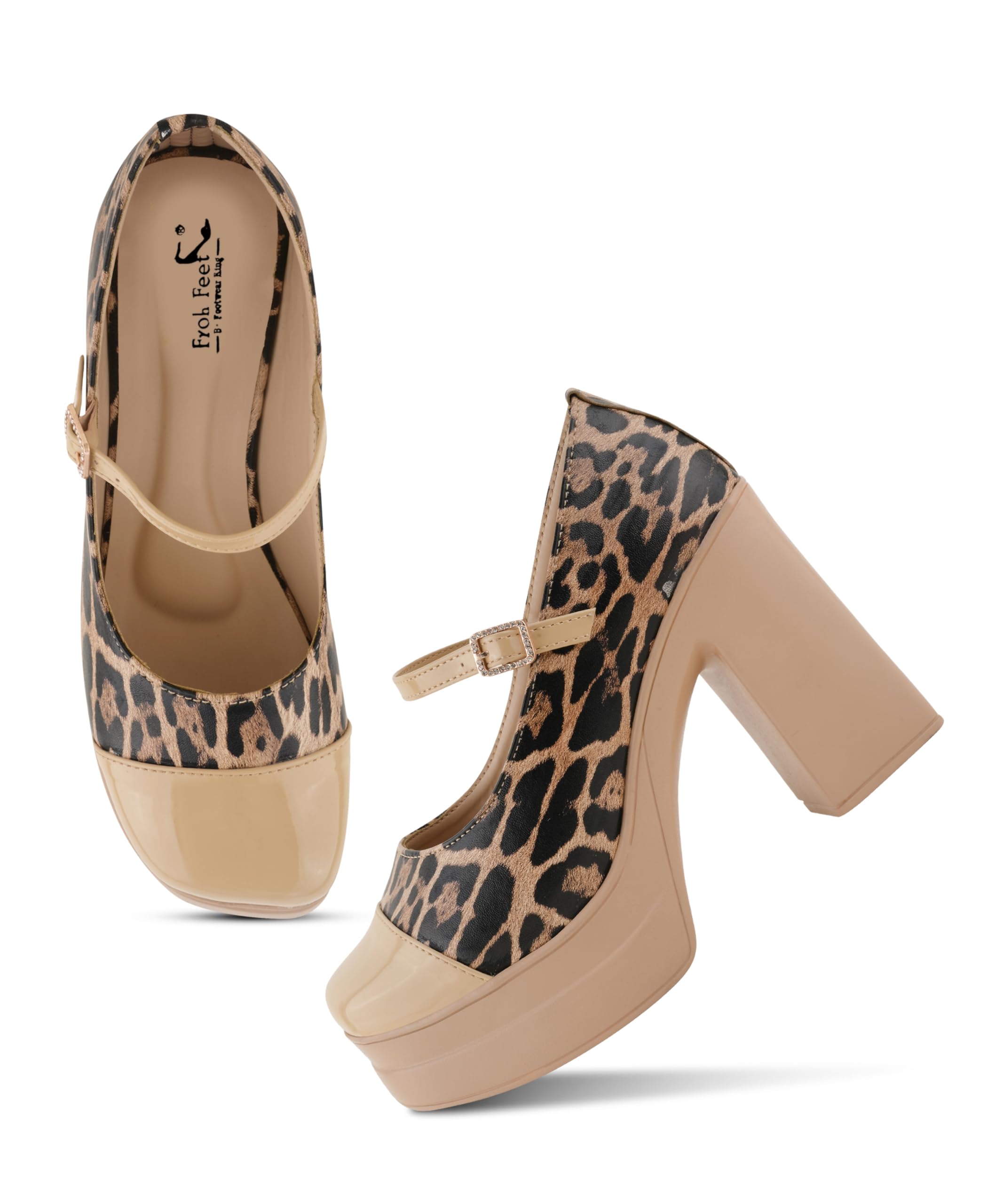 Froh Feet Bold Leopard Print Platform Heels Vintage Mary Jane Chunky Block Heel Pumps for Women-picture-47