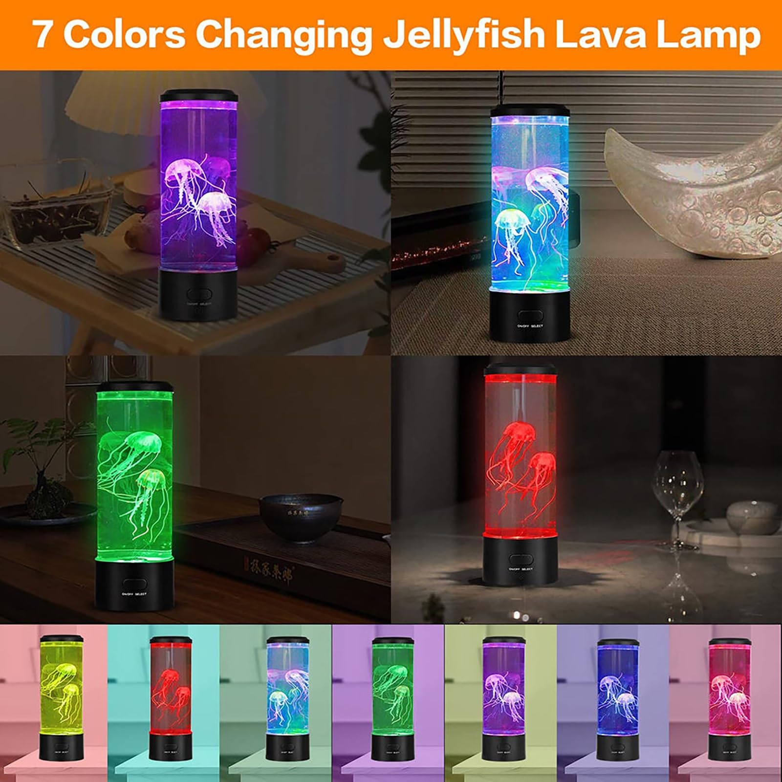 Lampa Lawowa Z Meduzą I 7-kolorową Zmianą, Lampka Nocna Z Bąbelkami, Relaksujące Oświetlenie Z Pilotem Do Pokoju Domowego I Biura, Półka Na Książki(L,Keypress Color Change)