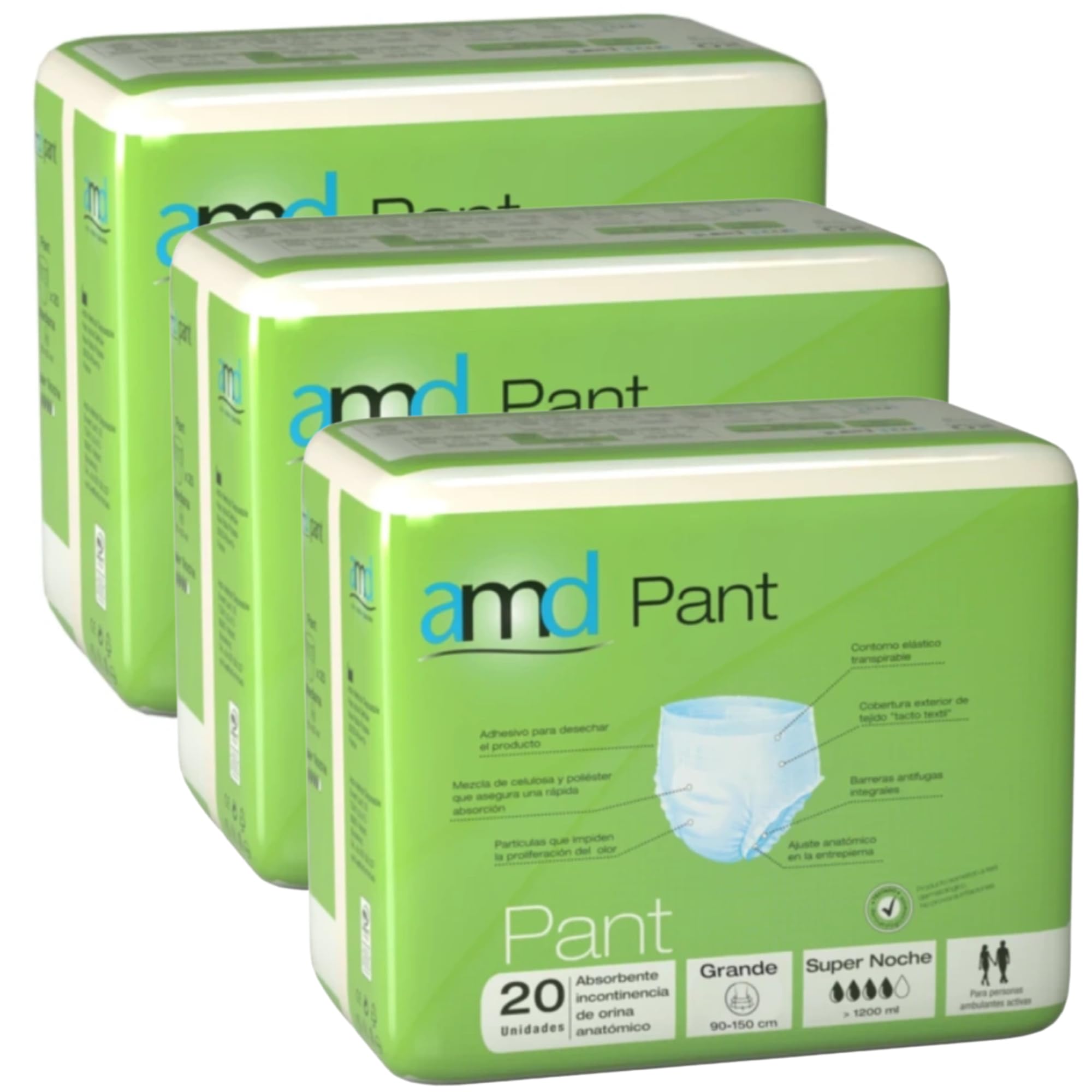 Pañales Adulto Pack 60 Uds. Braga Pañal Adulto Noche. Braga Pañal Desechables. Pañales para Adultos Absorción Máxima. Absorción de +1200ml. Talla XL