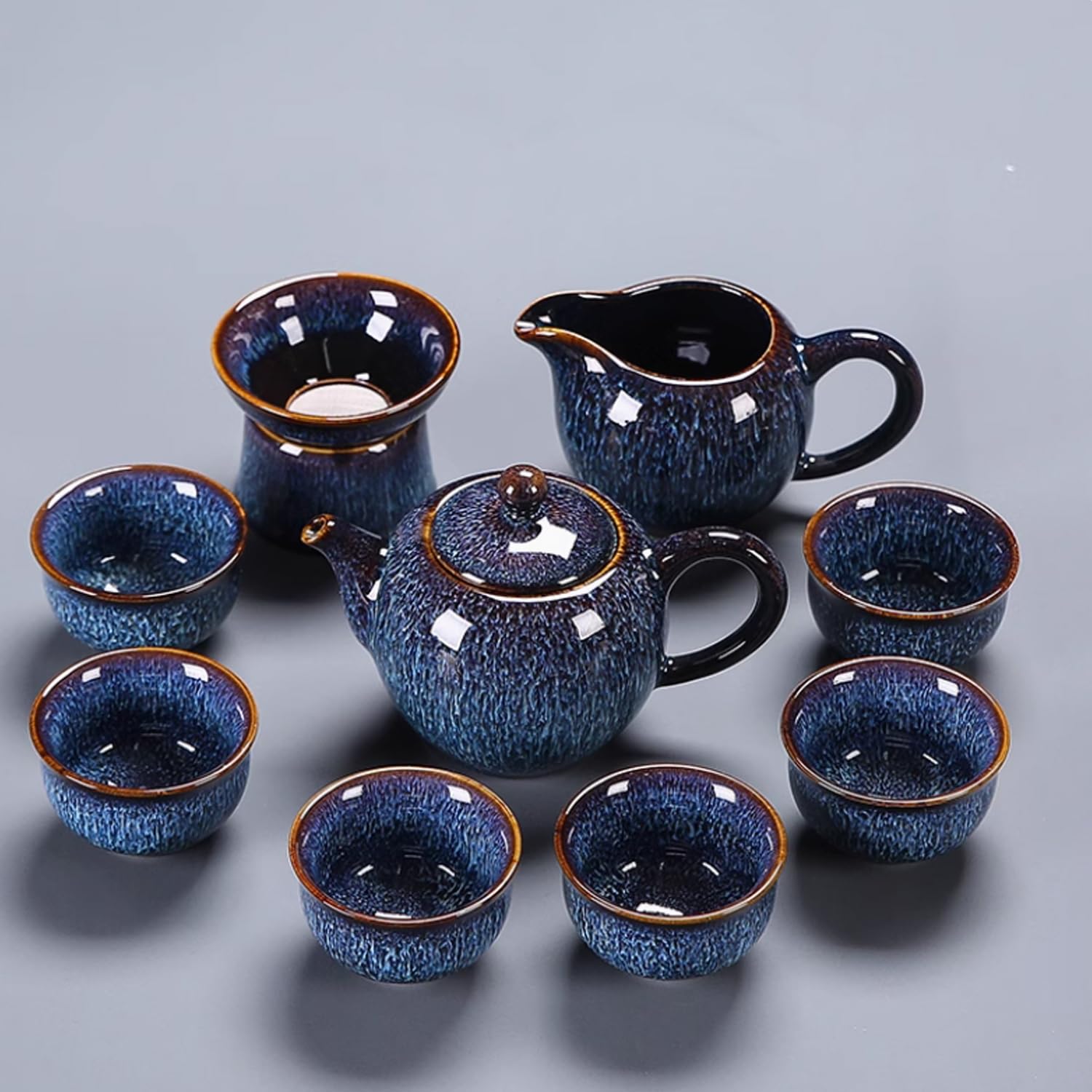 Set da tè cinese in porcellana Gongfu, 1 teiera, 6 tazze da tè, 1 tazza da tè con filtro, 1 colino da tè, casa, regalo, all'aperto e ufficio
