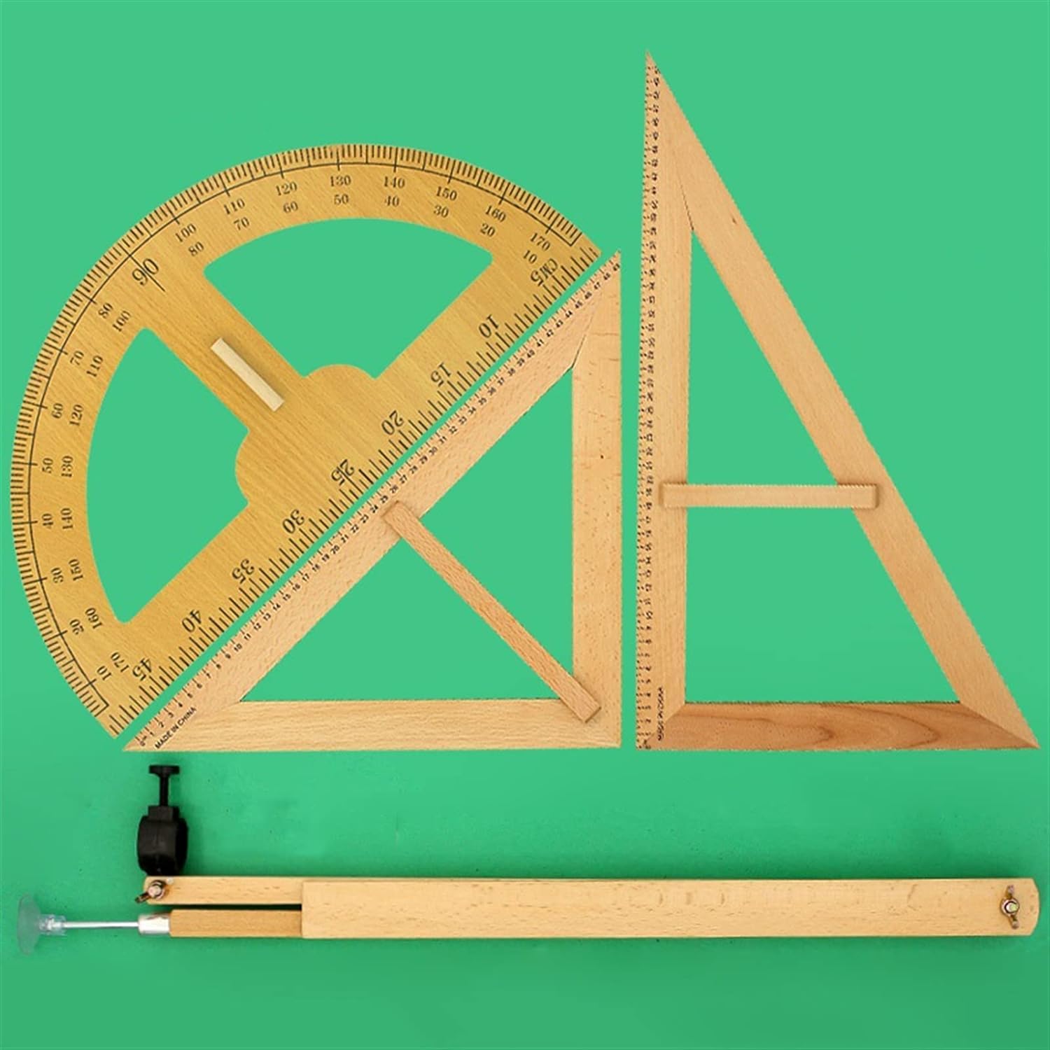 Kit De Compas À Dessin, Règle, Planche Triangulaire, Règle Rapporteur, Ensemble De Règles Triangulaires De 50 Cm, Grand Ensemble De Compas Pédagogiques en Bois Massif
