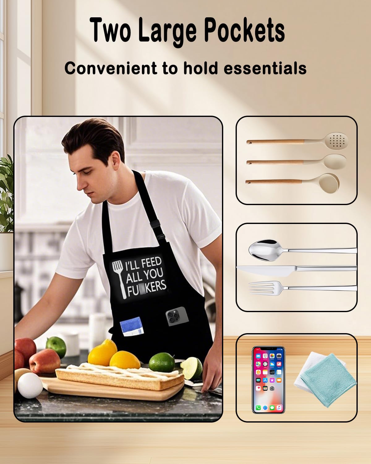 Divertidos delantales de cocina para hombres y mujeres, regalos divertidos para hombres, regalos divertidos para hombres, regalos del día del padre, regalos de cumpleaños para papá, padrastro,