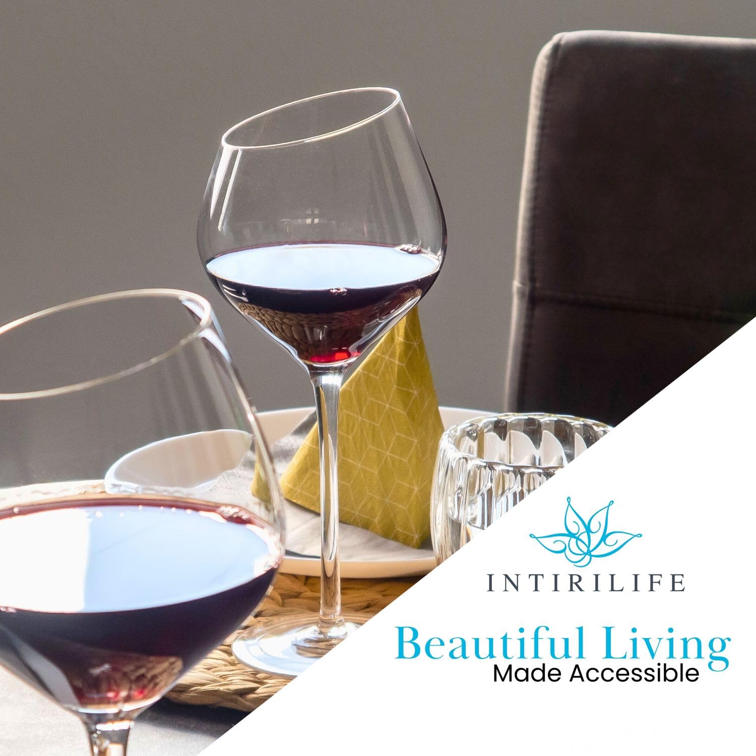 INTIRILIFE Copa de vino 6x con borde moderno - 470 ml de capacidad - Copa de vino tinto Apta para lavavajillas Cristal a prueba de golpes