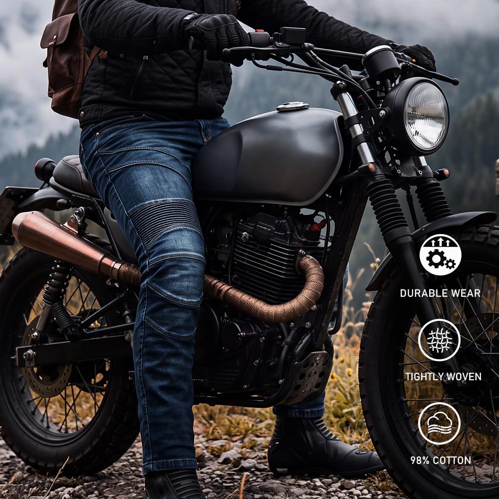 Amazon.com: ILM Men CE Level 2 Motorcycle Riding Jeans BJN01 Blue