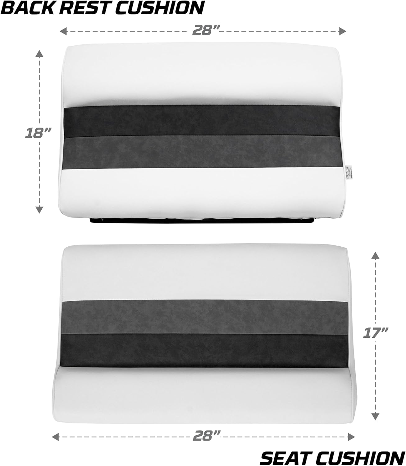 Wise 8WD95-1011 Deluxe Series 28" Pontoon Bench Seat Cushion Set (Base #8WD95-1B-221 Required to Complete), Grey/Navy/Blue