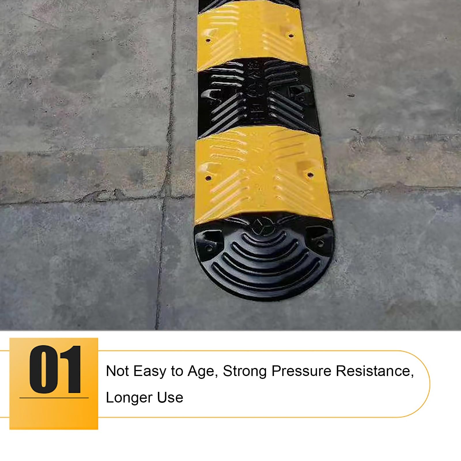 Dosso Artificiale per Garage, Dossi Artificiali Gialla E Nera, Dossi Stradali in Gomma Pesante, Controllo della velocità per Parcheggi, 30 Tonnellate(10 * 2cm/3.9 * 0.8in)