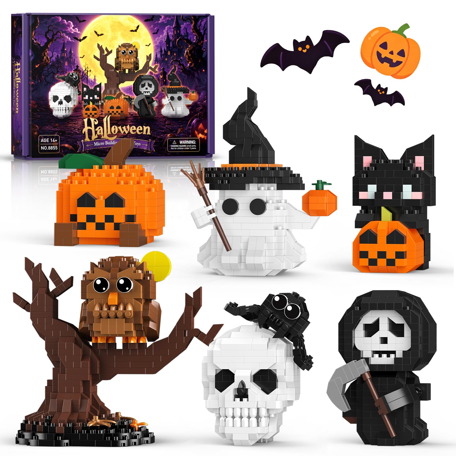 Finger Rock Horrorpuppe Serie 6er-Pack Micro Klemmbausteine, 2058 Teile Ideas Deko Halloween Ferien Party Geschenke für Horrorfilm Fans Erwachsene Junge Menschen