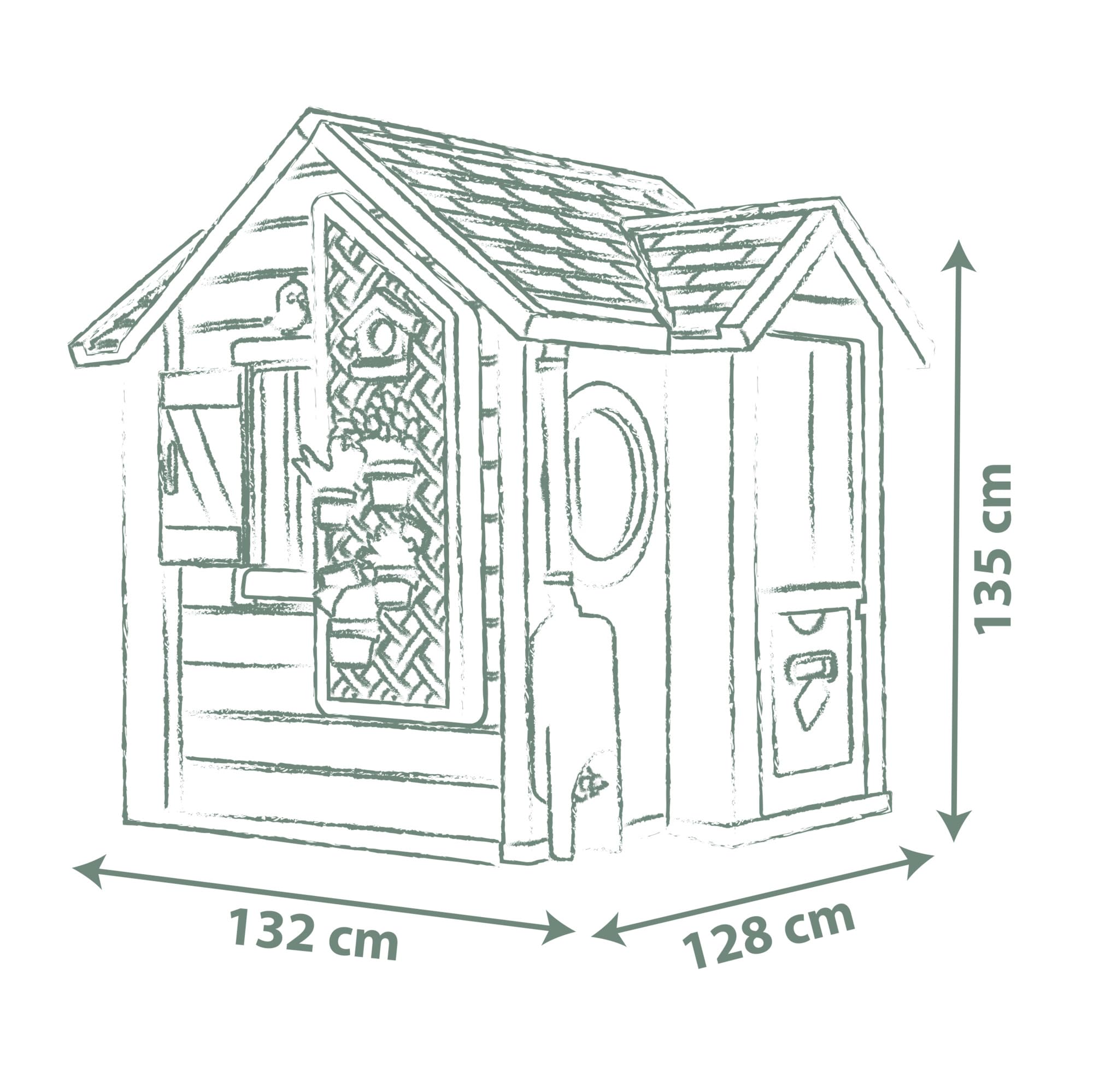 Smoby Life Garten Spielhaus 128x132x135 cm wetterfestes Gartenhaus mit Zubehör für Kinder ab 2 Jahre
