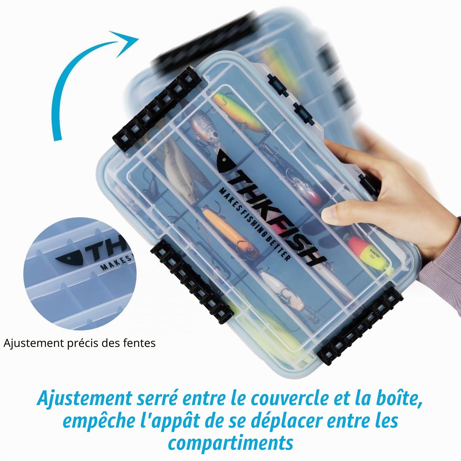 THKFISH Boîte d'Appâts de Pêche 3400/3500/3600/3700 - Valise étanche à Mouvement de Va-et-Vient