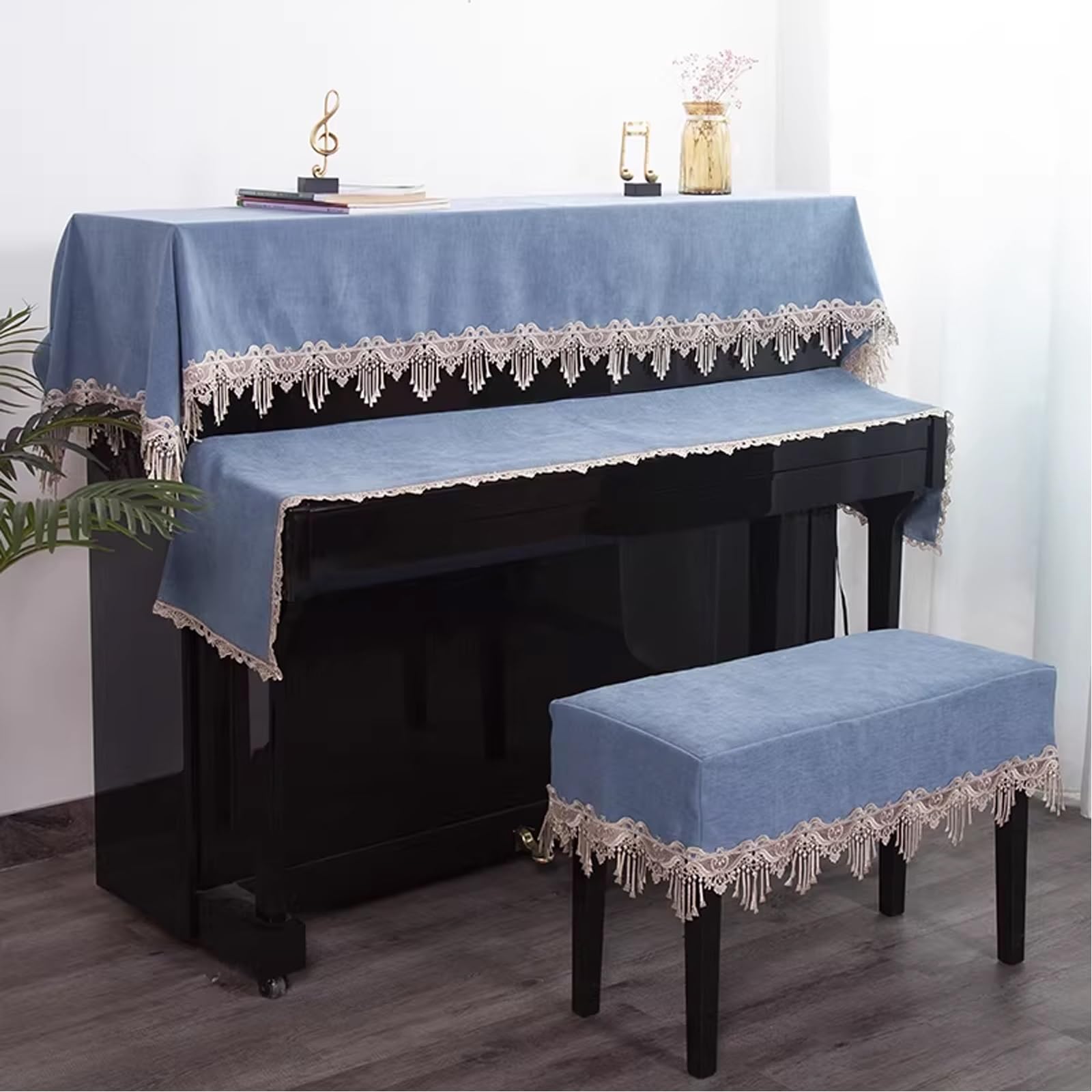 Kit di copertura leggera e di lusso per sedia singola, copertura impermeabile e antipolvere, per pianoforte verticale, protezione da polvere e pioggia (grigio)
