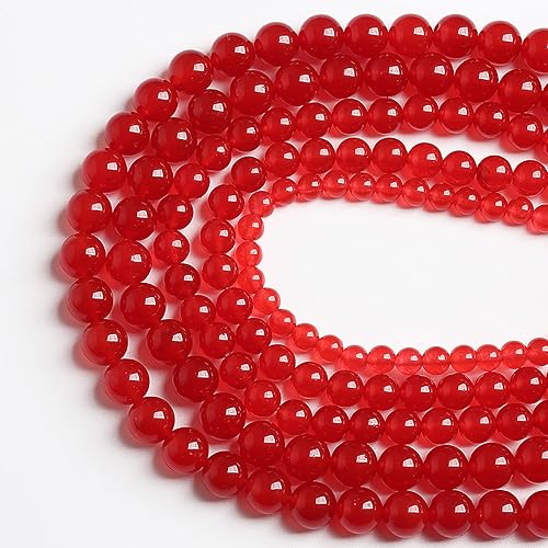 Miniatura 2 de 60 cuentas sueltas redondas de jade calcedonia roja de piedra natural de 0.236 in para hacer joyas, pulseras y collares