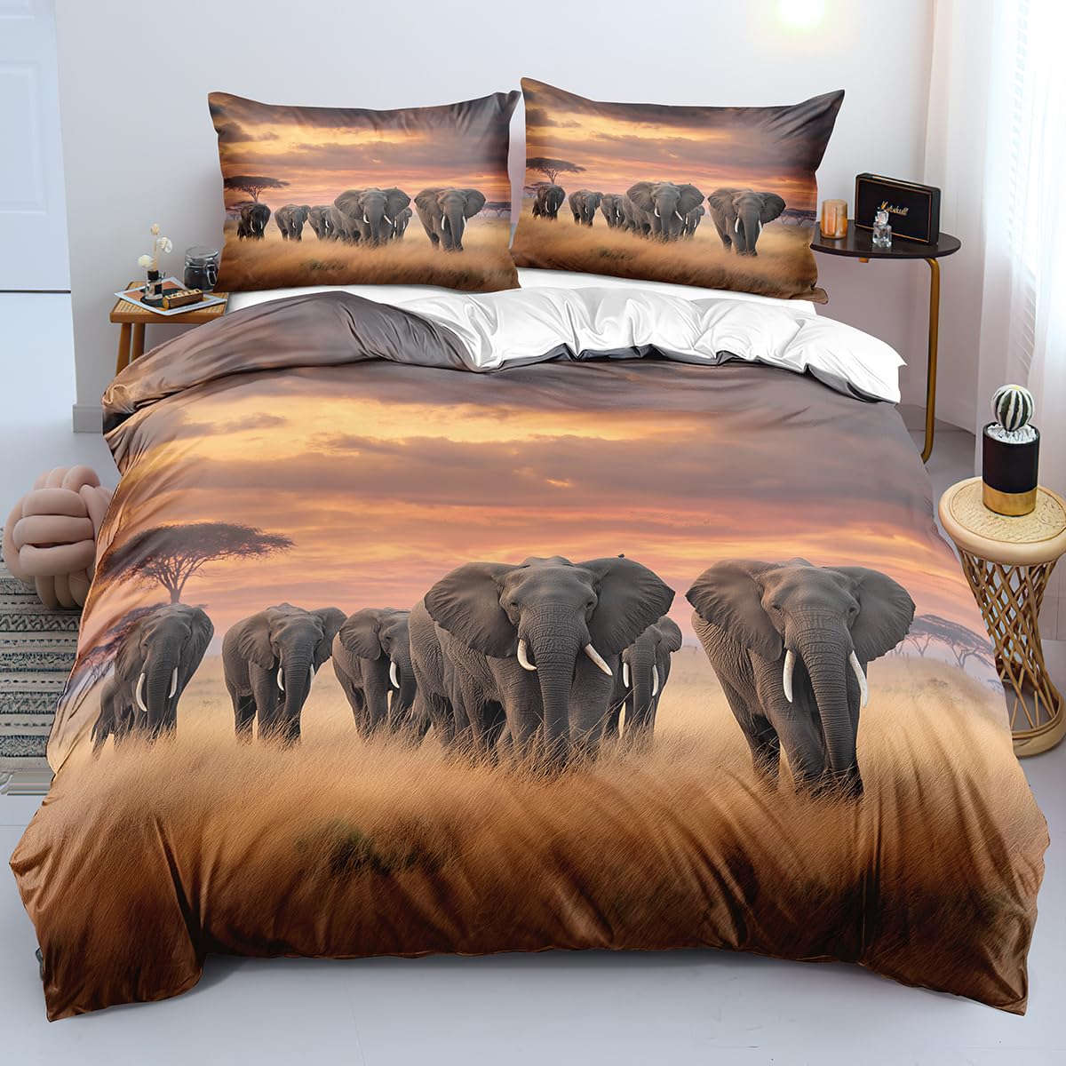 Parure de Lit Éléphant pour Voyager en Afrique depuis sa Chambre d'Enfant ou d'Adolescent