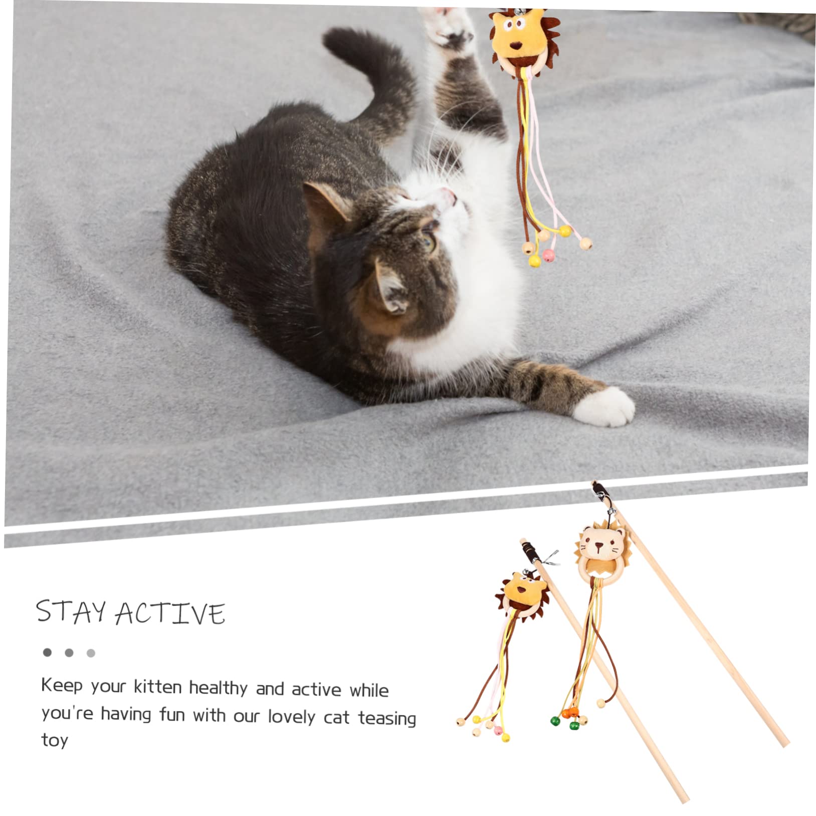 Kisangel 10pièces Jouet Interactif pour Chat Canne à Peluche avec Cloches Stimule Exercice Jeu des Chats De Lion Et Chien