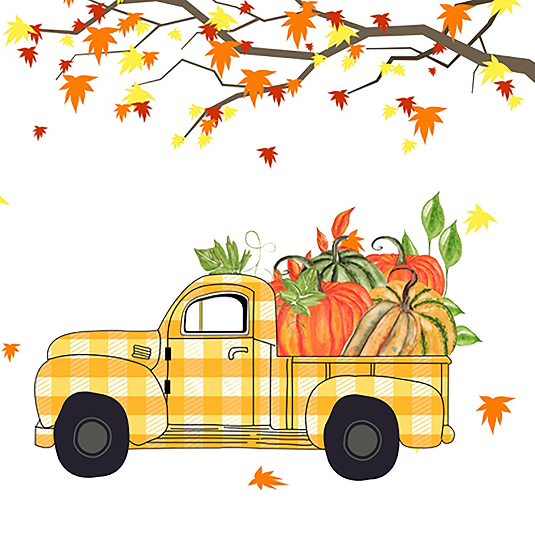 Herbst Duschvorhang Mit Ahornblättern & Kürbissen – Bauernhaus-Stil, Wasserdicht, 72x72 Zoll Mit 12 Haken