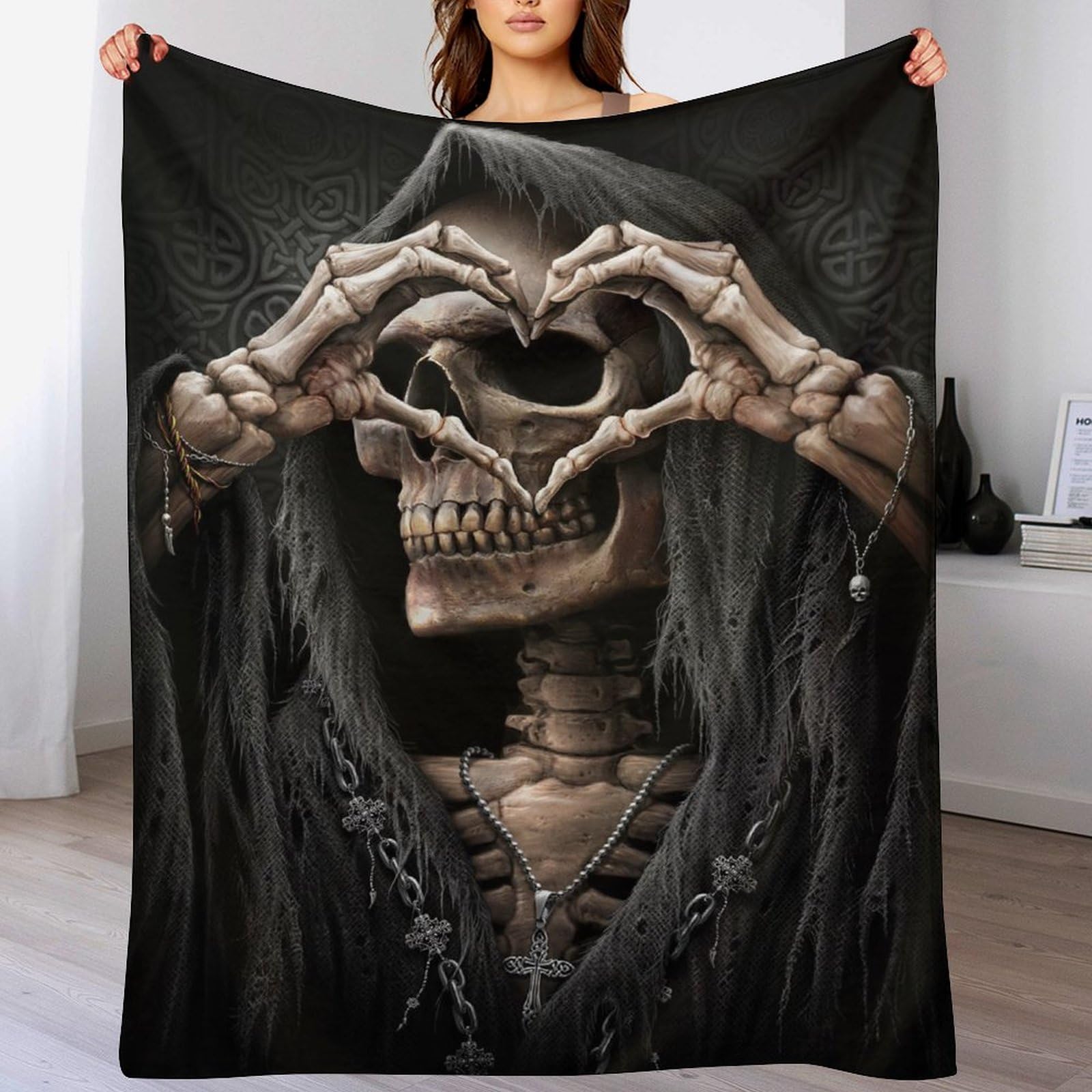 Ddgffdd Gothic, Skeleton-2 Gothic, Skeleton Blanket Throw Bedspread Soft Fluffy Warm Light Flannel Fabric Perfect For Adults Or Children's Gifts （130×150Cm）