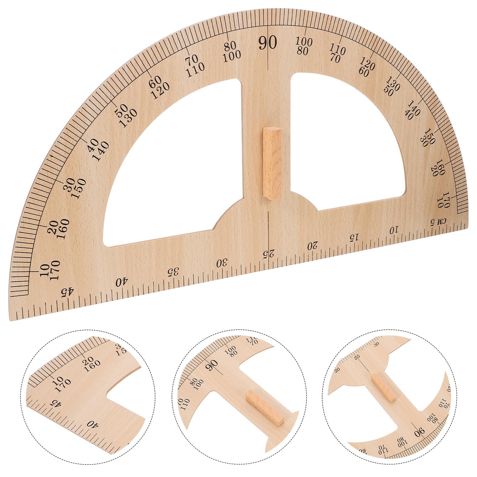 Ipetboom Righello Didattico in Legno per Insegnanti Goniometro Grande per Geometria Strumento di Misura per Aula Righello di Apprendimento per Lezioni Matematiche
