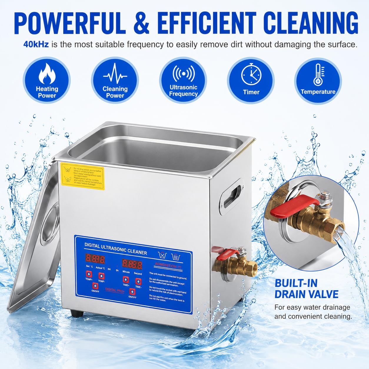 Ultra Vinyl Record Cleaner 6.5L, 180W Lavatrice in acciaio inox con stendibiancheria regolabile, perfetto per la pulizia di dischi, gioielli e oggetti sensibili