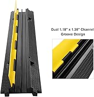 Vista 4 de Reliancer 3 Pack Dual Channel Rubber Cable Protector Ramp 2 Channel Traffic Speed Bump 11000lbs Capacity Heavy Duty Driveway Hose Cover Ramp Cord