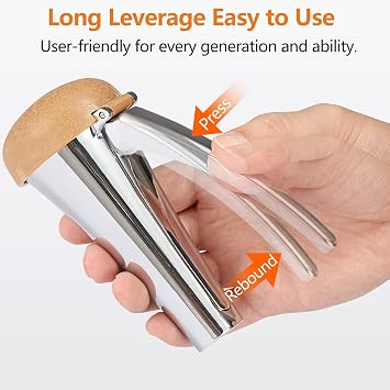 Nut Cracker, Heavy Duty Nutcracker, Nutcracker Tool with Long Leverage & Spring Return and Brown Lid
