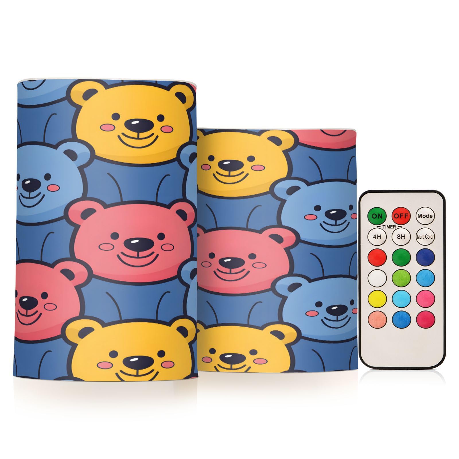 ALAZA Bears Flickering Flameless Candles Battery Operated with Remote Timer,Tea Light Candles LED Pillar Votive Candles Set of 2 for Outdoor Indoor Decorations