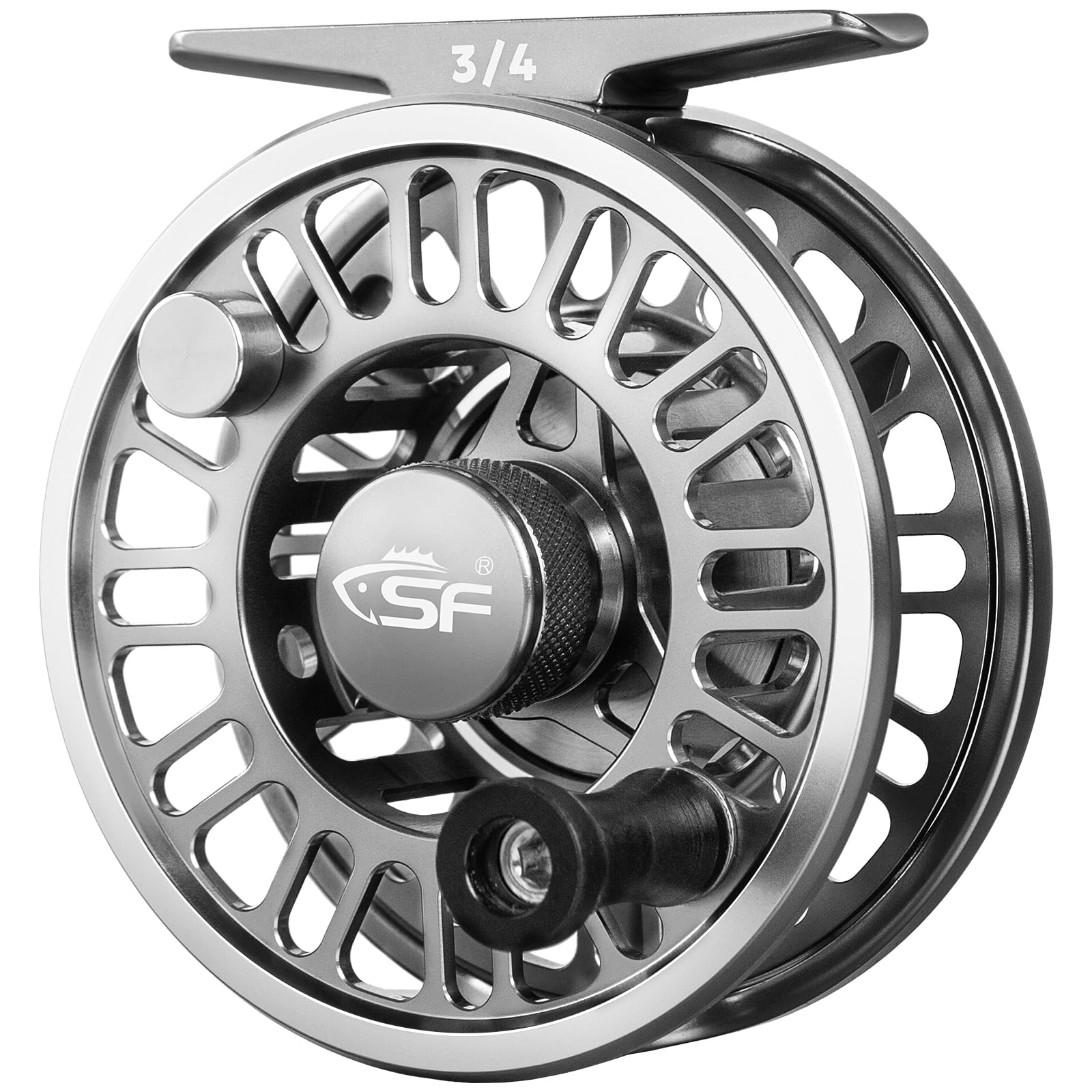 SF SF-003 Pro Fly Fishing Reel Pre-loaded Fluorescent Yellow Fly Line Kit for Freshwater, CNC Machined, Mid Arbor Design, Smooth Drag System, Lightweight Aluminum Body, 5/6wt, Gunmetal Gray & Black