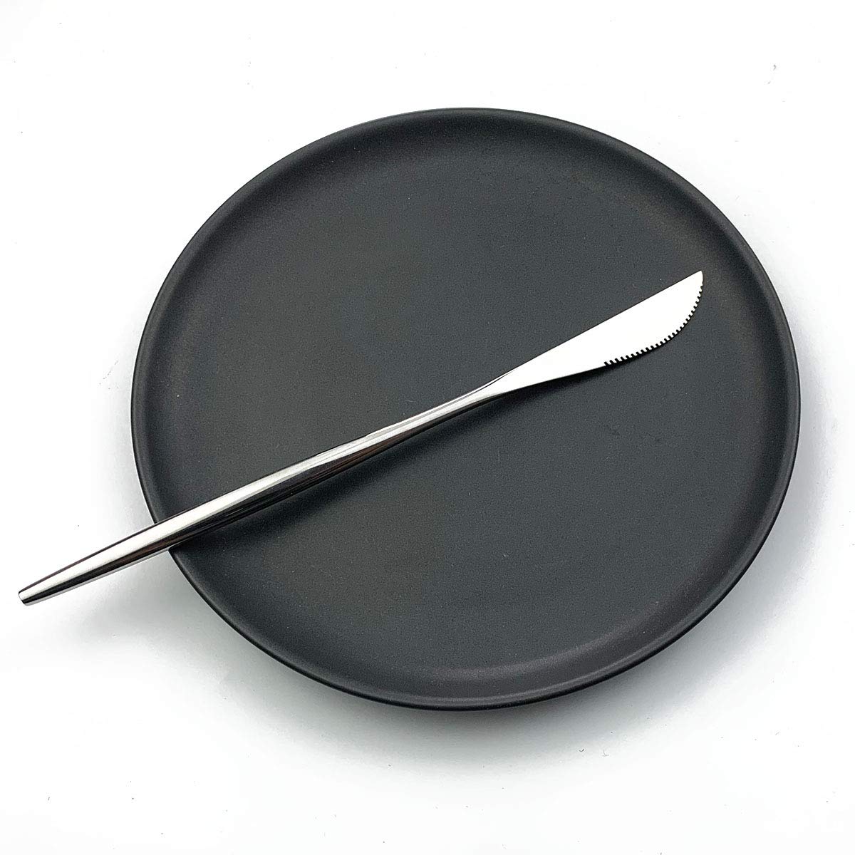 BRIIEC 12-piece Good Stainless Steel Dinner Knives Sets Flatware Cutlery sets 8.7 Inches?Shiny Silver?